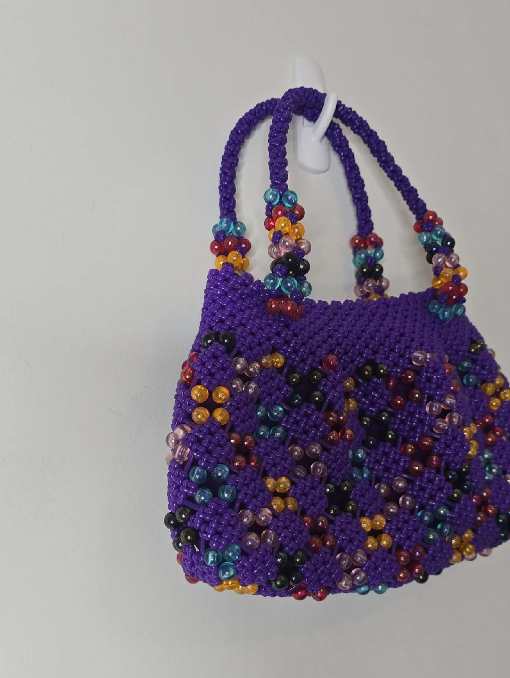 Vintage Handcrafted Purple Beaded Women’s Purse - Picture 3 of 6